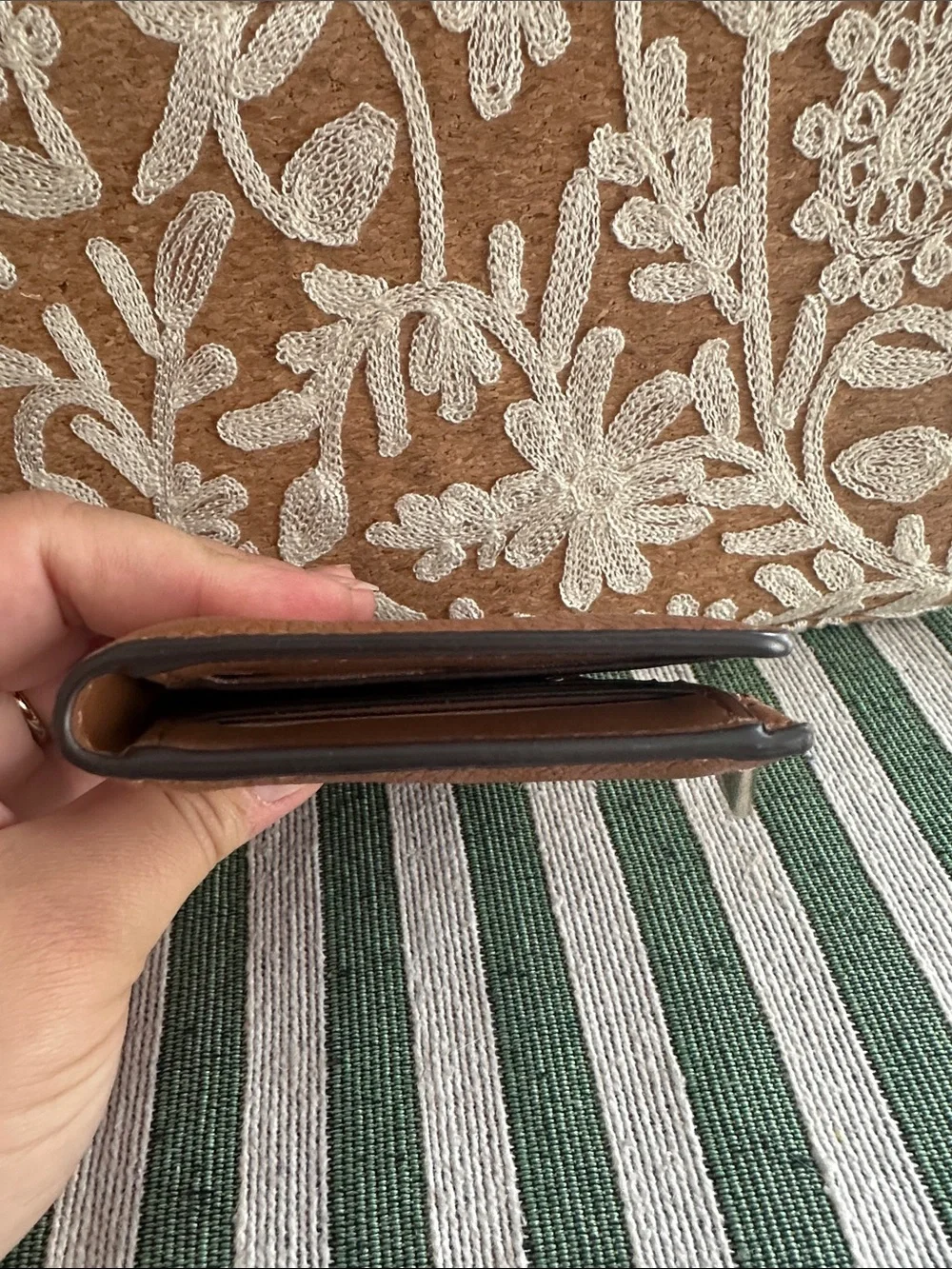 kate spade Brown Pebble Leather Zip Card Wallet